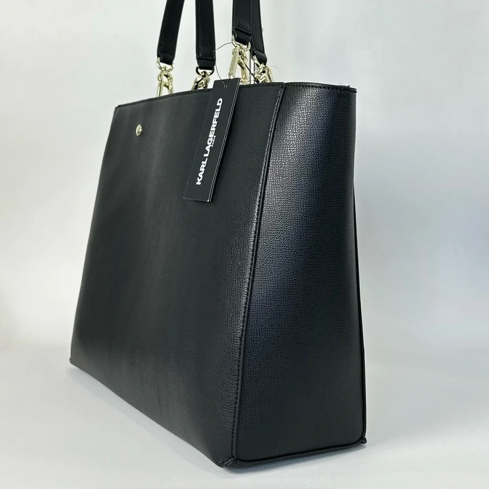 NEW Karl Lagerfeld Paris Adele Tote Carryall Bag in Black